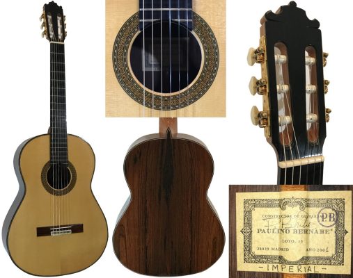 تصویر نزدیک از صفحه رویی گیتار امپریال ساخته شده از چوب صنوبر | بدنه و پشت گیتار کلاسیک امپریال از چوب افرا با رنگ براق