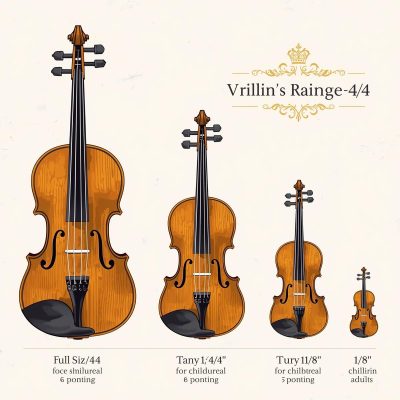 ویولن-با-سایزهای-مختلف-کودک-و-بزرگسال-۴/۴-تا-۱/۸-جدول-راهنما